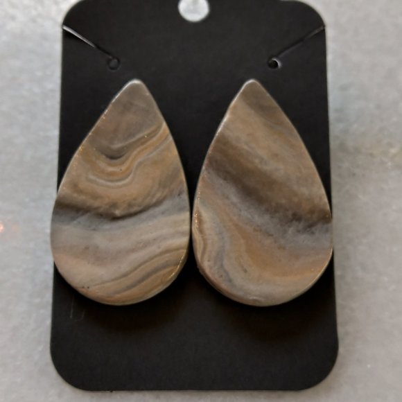 Teardrop Stud Earrings with Granite Design - Picture 1 of 10